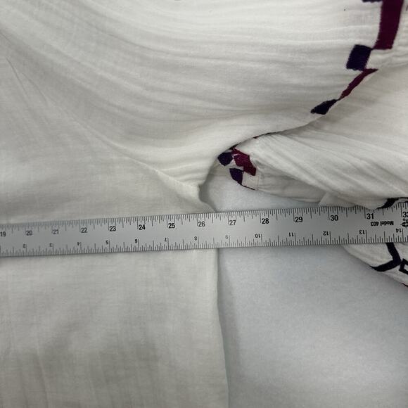 Lane Bryant Top Womens 18 White Gauzy Embroidered Tasseled Cottagecore Boho - Picture 9 of 14
